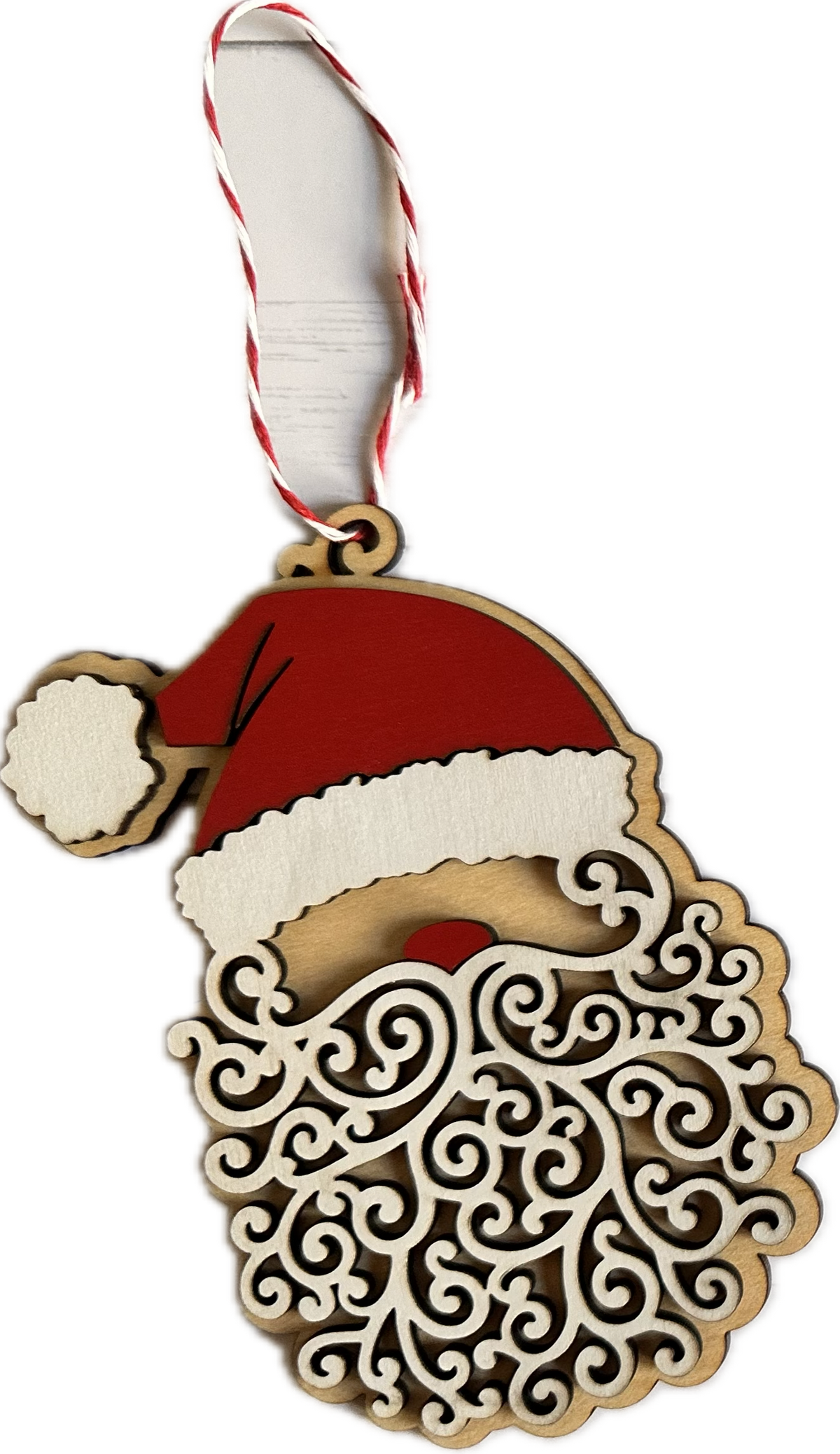 Santa Swirl Ornament – Handcrafted Holiday Elegance