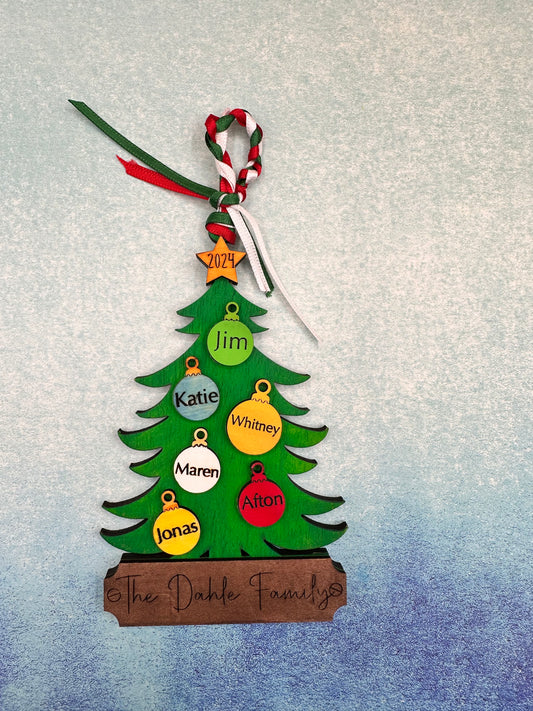 Personalized Family Christmas Tree Ornament – Handcrafted Holiday Keepsake