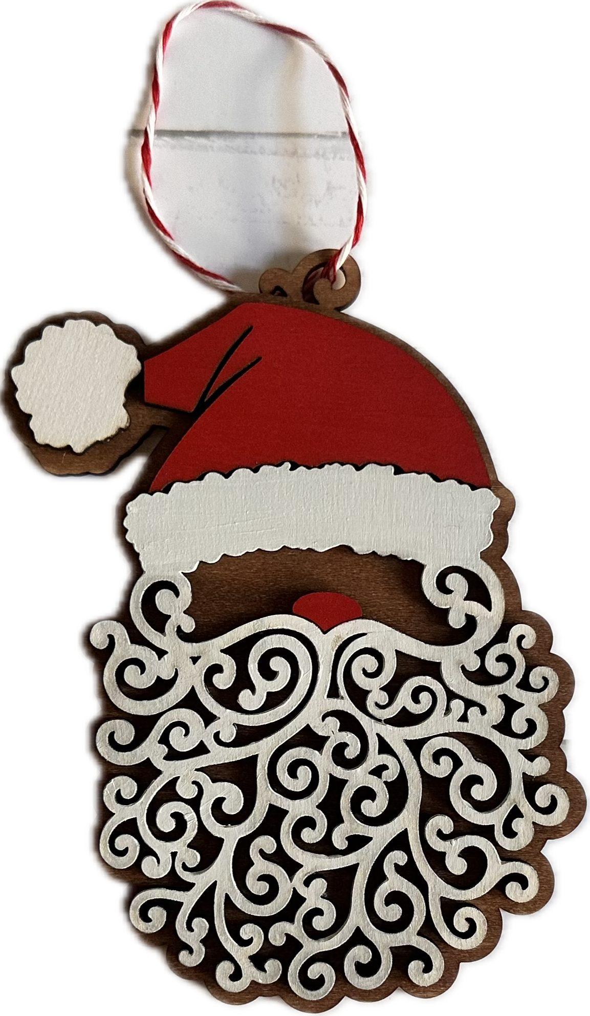 Santa Swirl Ornament – Handcrafted Holiday Elegance