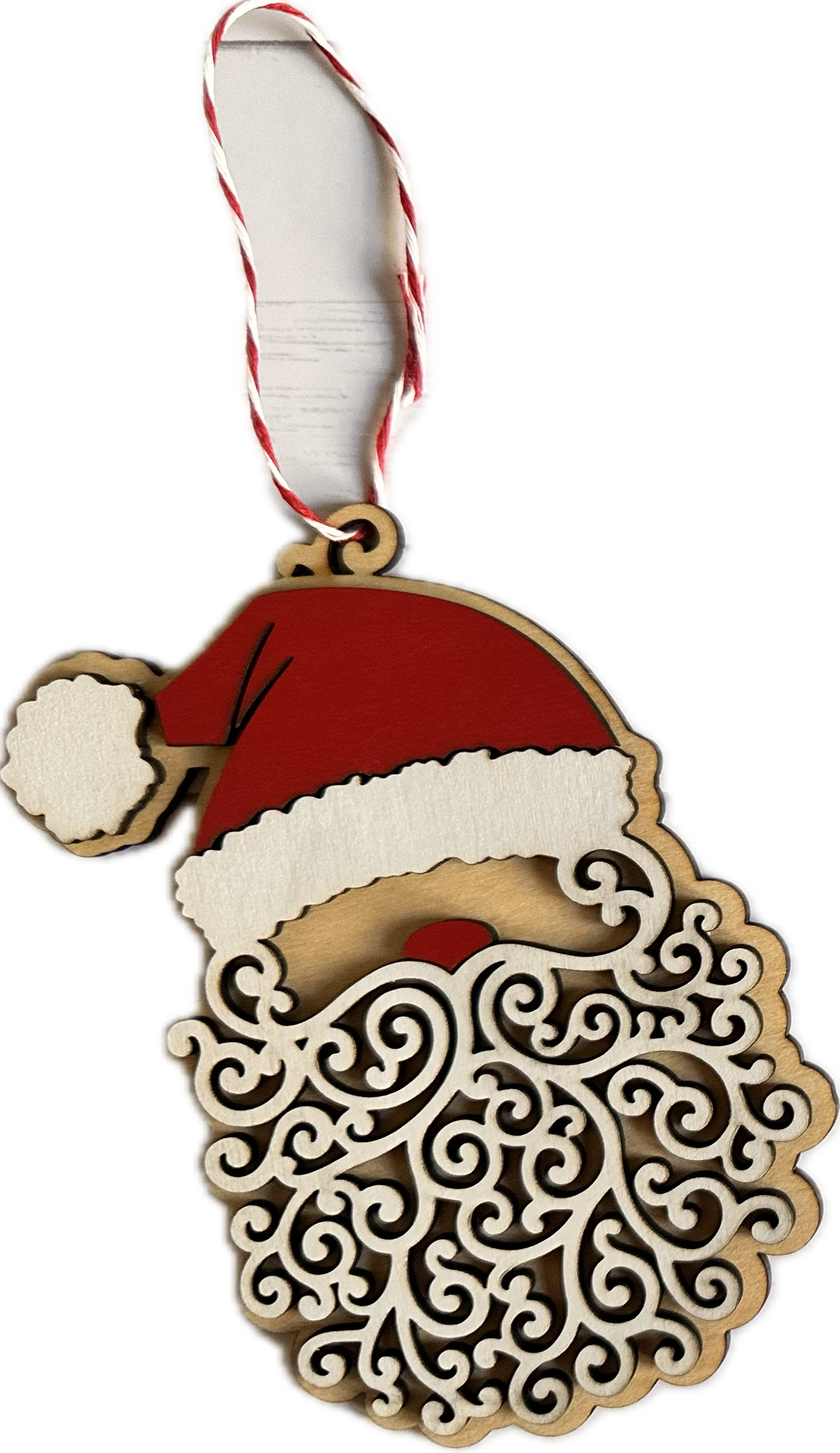 Santa Swirl Ornament – Handcrafted Holiday Elegance